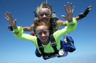 Karen doing tandem skydiving