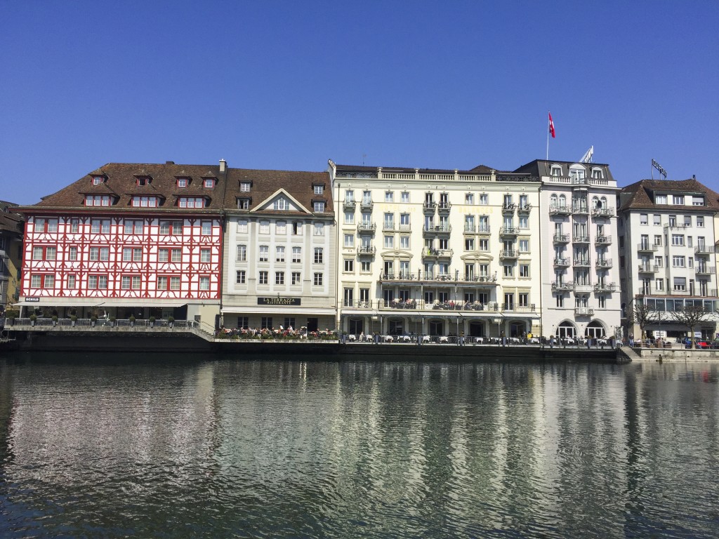 Pretty Buildings on Water in Luzern