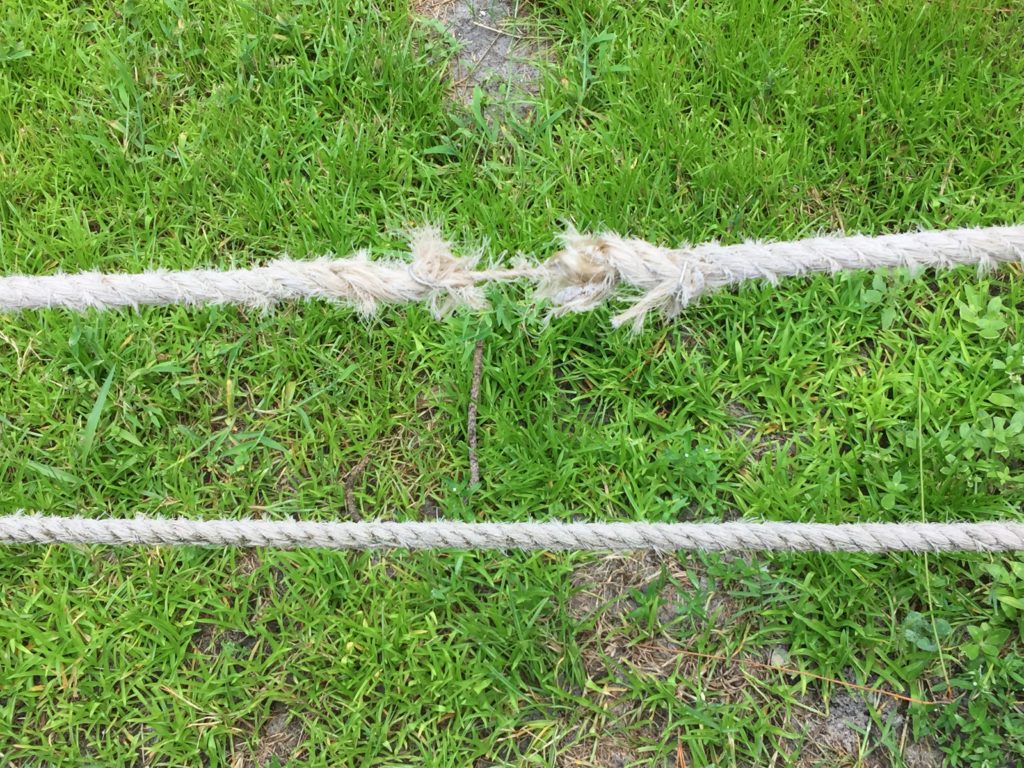 Frayed rope fence
